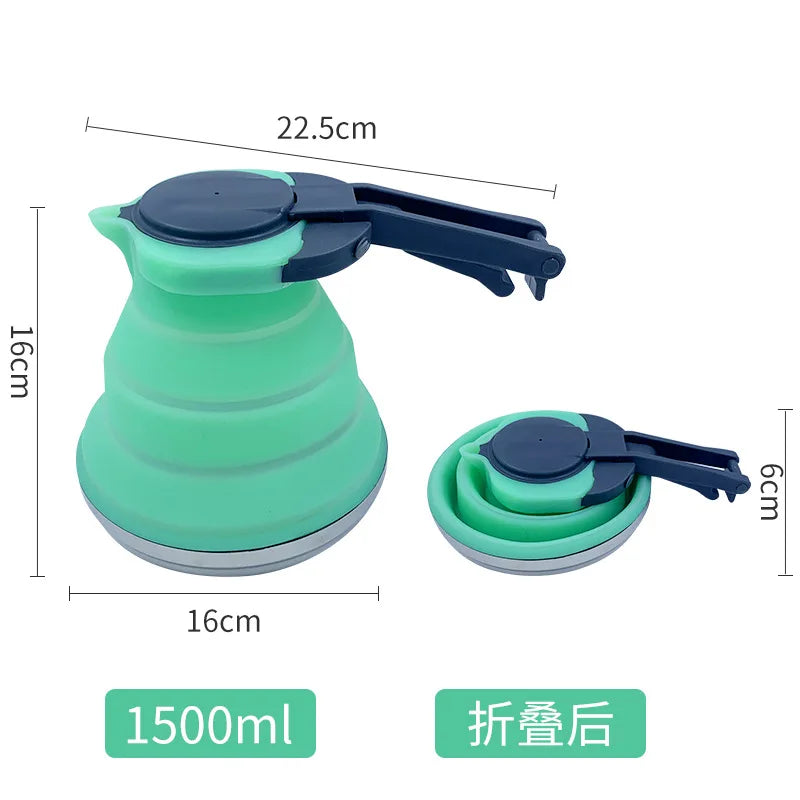 Collapsible Silicone Kettle 1.2L Steel Bottom