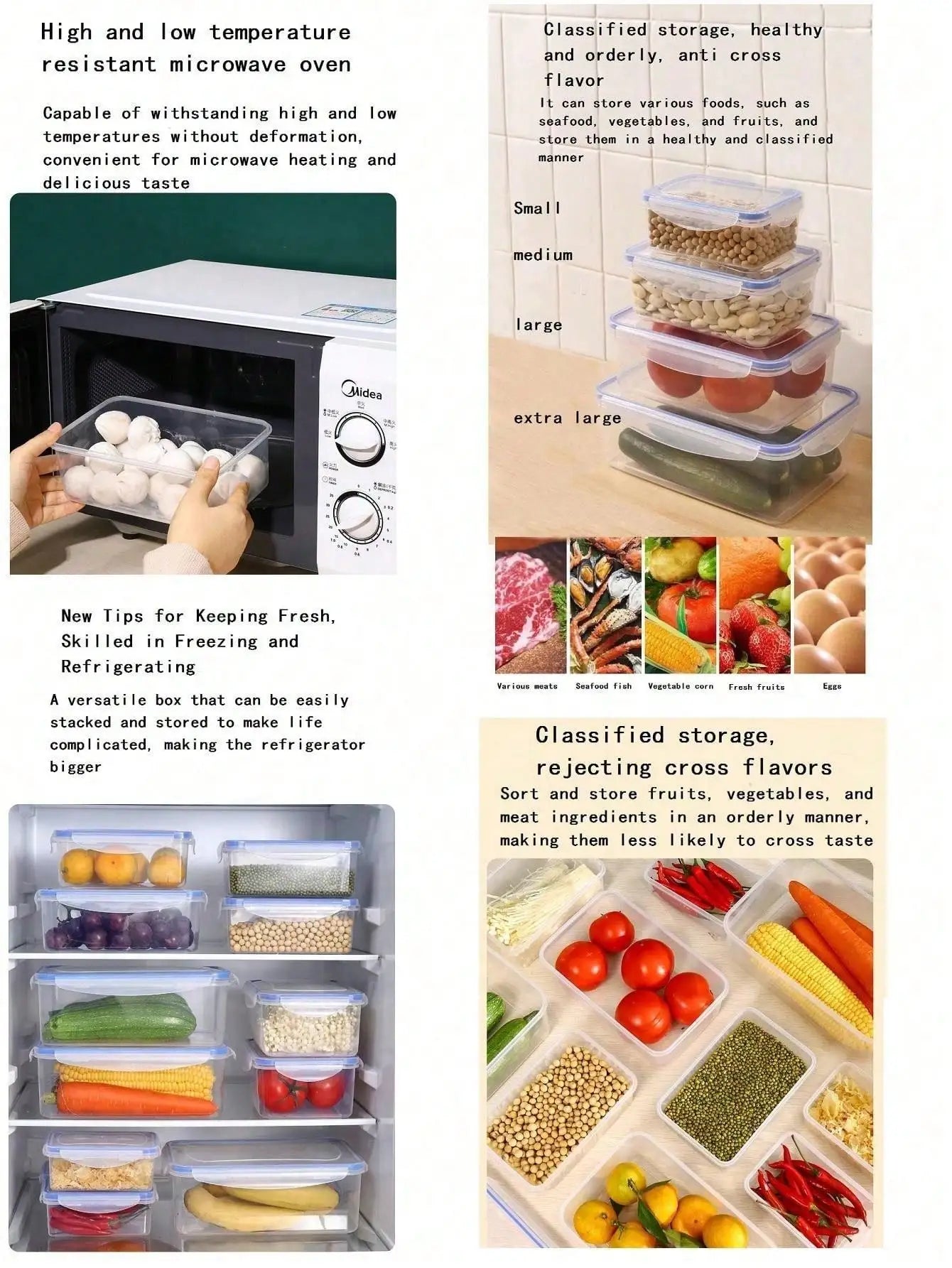 Sealed Rectangular Refrigerator storage box with lid