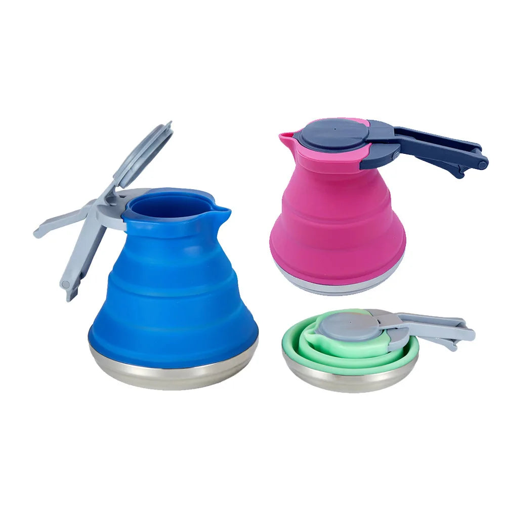 Collapsible Silicone Kettle 1.2L Steel Bottom