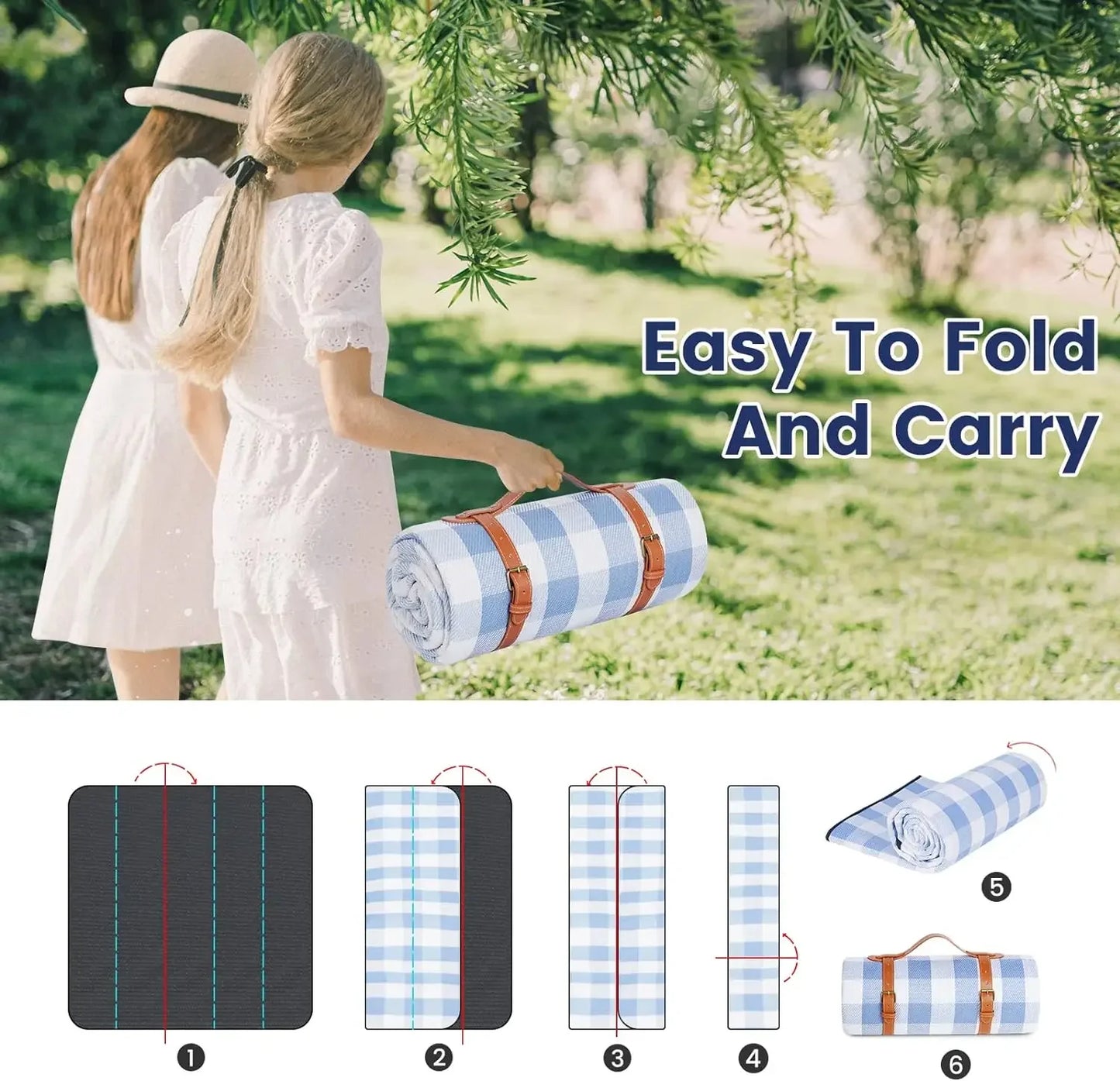 Picnic Blanket Extra Large, Waterproof and Foldable for 8 Adults