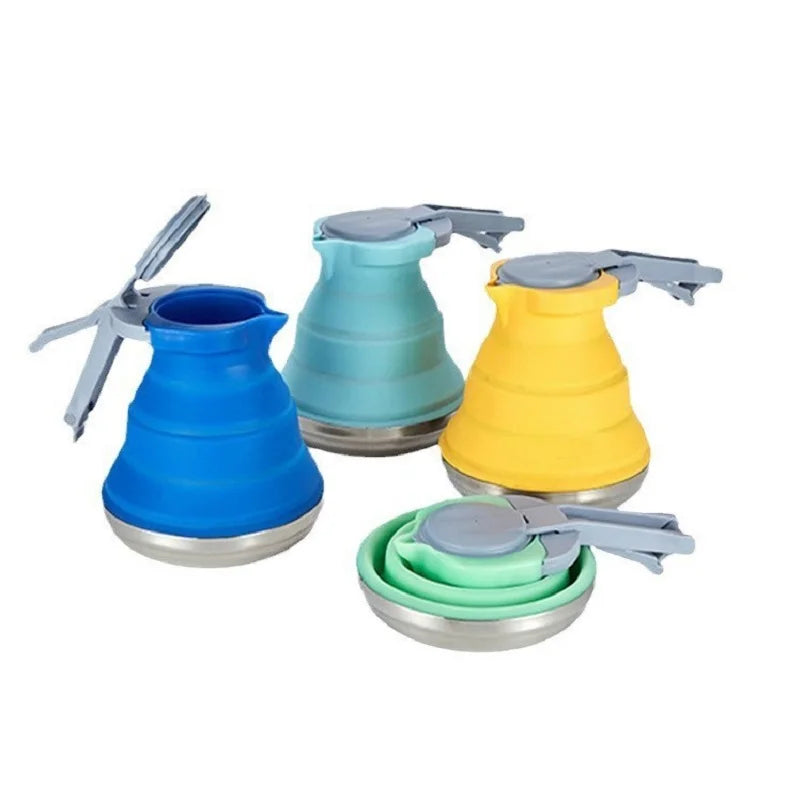 Collapsible Silicone Kettle 1.2L Steel Bottom