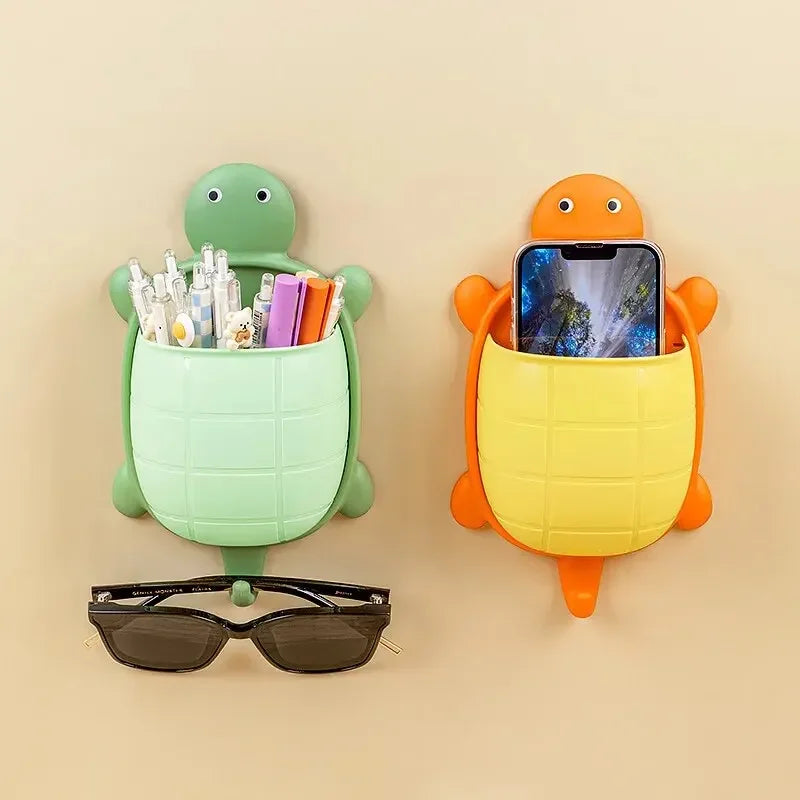 Childs Toothbrush Holder - Wall Mounted Toothpaste Turtle Shape