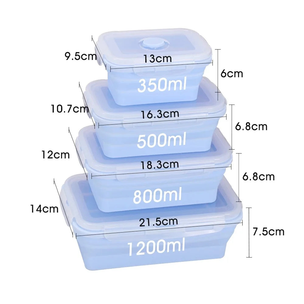 4PS Collapsible Food Storage Containers with Lids & Vent