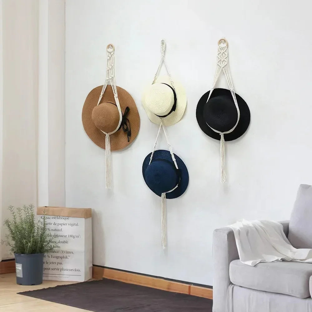 Nordic Style Boho Cotton Hat Wall Hanger