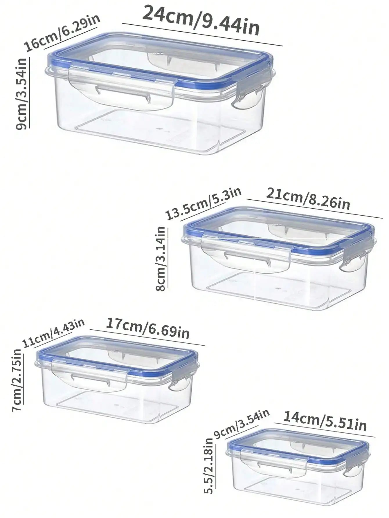 Sealed Rectangular Refrigerator storage box with lid