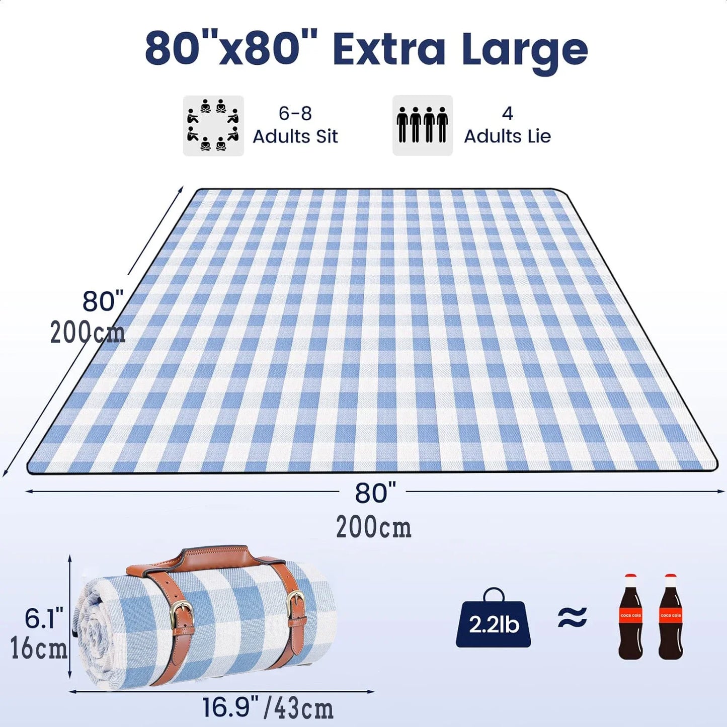 Picnic Blanket Extra Large, Waterproof and Foldable for 8 Adults