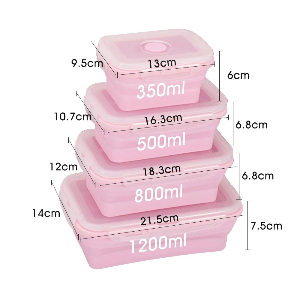 4PS Collapsible Food Storage Containers with Lids & Vent