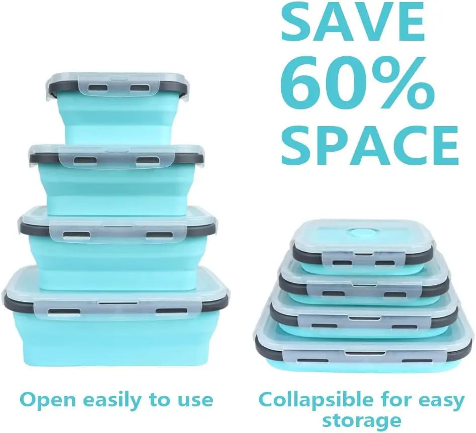 4PS Collapsible Food Storage Containers with Lids & Vent